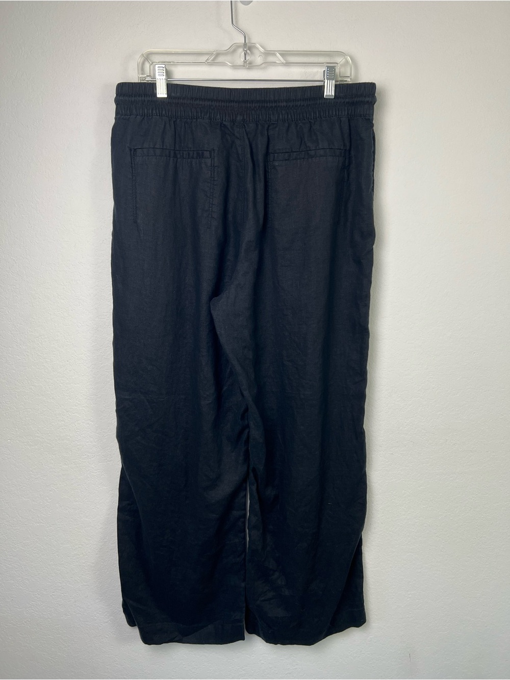 Athleta Retreat Black Linen Wide Leg Ankle Slit Vacation Resort Cruise Pant - Picture 3 of 14